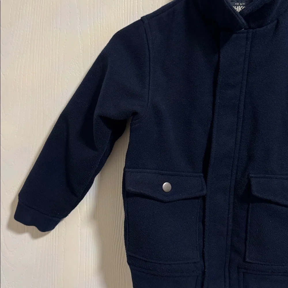 OshKosh B'gosh Navy Blue Fleece‎ Lined Boys Pea Coat Size 7 Full Zip Pockets